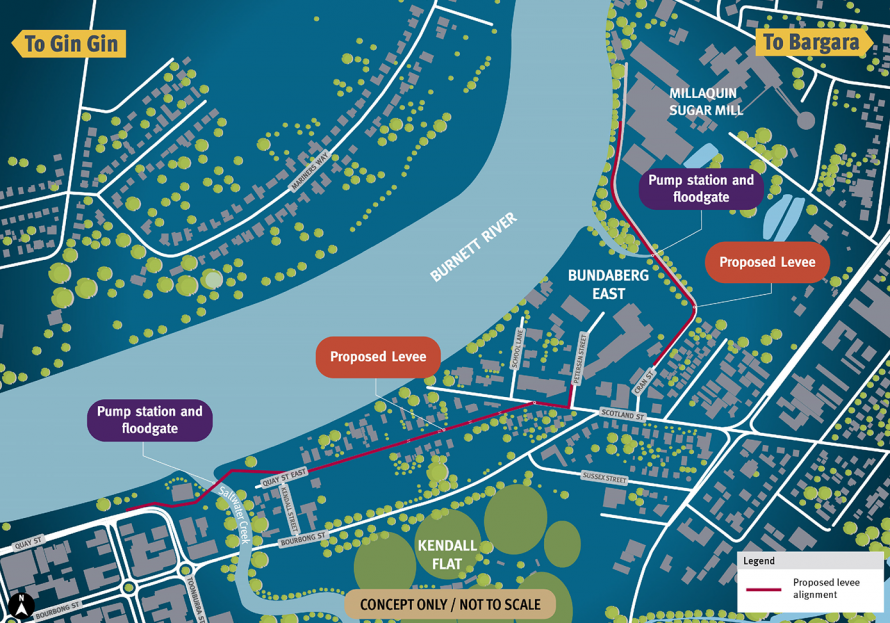 Concept design for the Bundaberg East Levee.