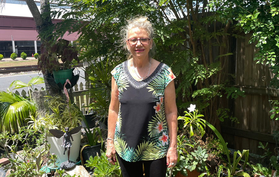 Donnamarie in her Rockhampton front yard garden